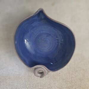 Vintage Stangl Cobalt Blue & Taupe Ceramic Leaf Dish. #3787